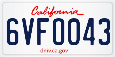 CA license plate 6VFO043