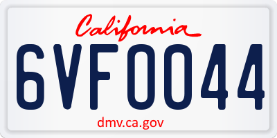 CA license plate 6VFO044