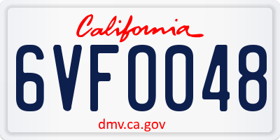 CA license plate 6VFO048