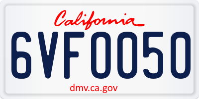 CA license plate 6VFO050