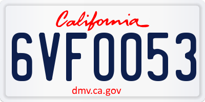 CA license plate 6VFO053