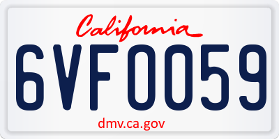 CA license plate 6VFO059