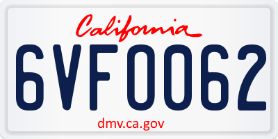 CA license plate 6VFO062