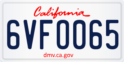 CA license plate 6VFO065