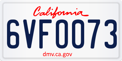 CA license plate 6VFO073