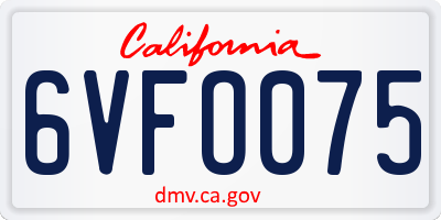 CA license plate 6VFO075