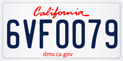 CA license plate 6VFO079