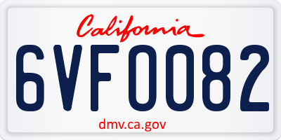 CA license plate 6VFO082