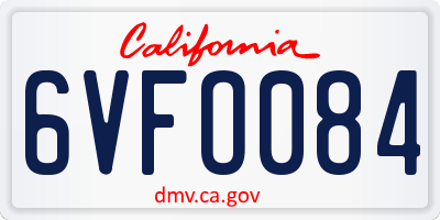 CA license plate 6VFO084