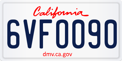 CA license plate 6VFO090