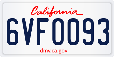 CA license plate 6VFO093