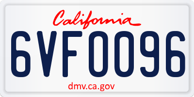 CA license plate 6VFO096