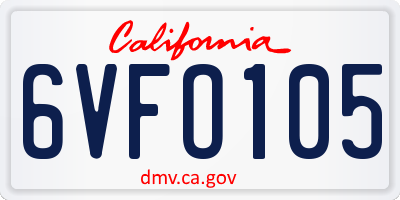 CA license plate 6VFO105