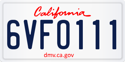 CA license plate 6VFO111