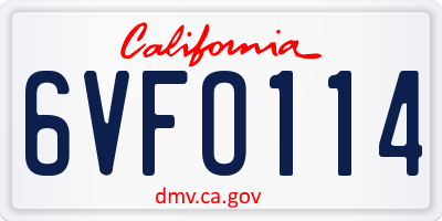 CA license plate 6VFO114