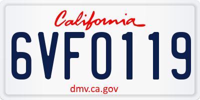 CA license plate 6VFO119
