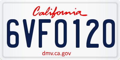 CA license plate 6VFO120