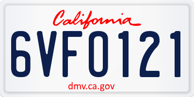 CA license plate 6VFO121