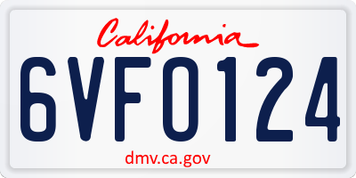 CA license plate 6VFO124