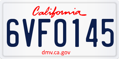 CA license plate 6VFO145