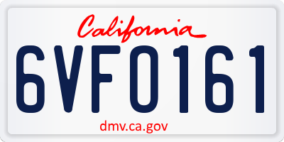 CA license plate 6VFO161