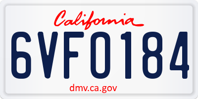 CA license plate 6VFO184