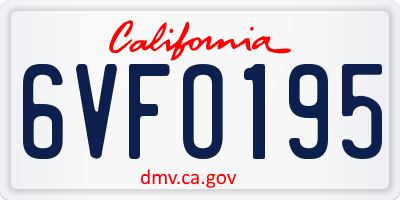 CA license plate 6VFO195