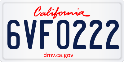 CA license plate 6VFO222