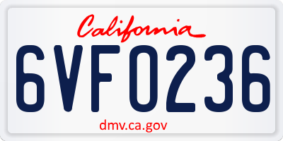 CA license plate 6VFO236