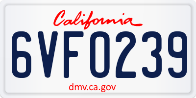 CA license plate 6VFO239