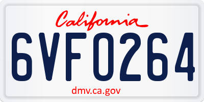 CA license plate 6VFO264
