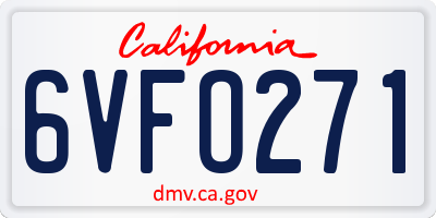 CA license plate 6VFO271