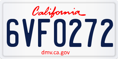 CA license plate 6VFO272