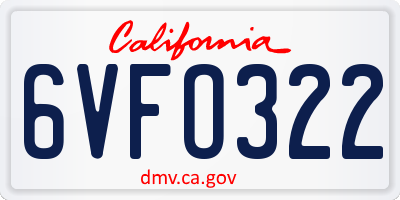 CA license plate 6VFO322