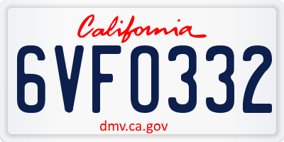 CA license plate 6VFO332