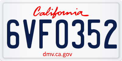 CA license plate 6VFO352