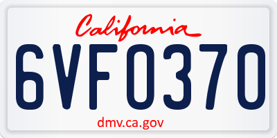 CA license plate 6VFO370