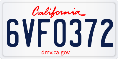 CA license plate 6VFO372