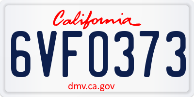 CA license plate 6VFO373