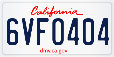 CA license plate 6VFO404