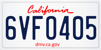 CA license plate 6VFO405