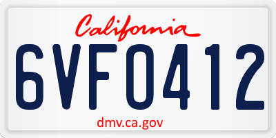 CA license plate 6VFO412