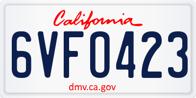 CA license plate 6VFO423