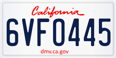CA license plate 6VFO445