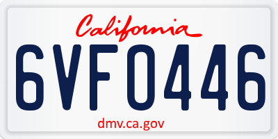 CA license plate 6VFO446