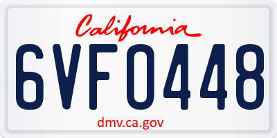 CA license plate 6VFO448