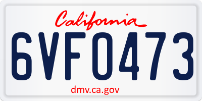 CA license plate 6VFO473