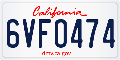 CA license plate 6VFO474
