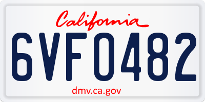 CA license plate 6VFO482