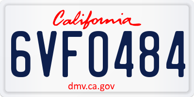 CA license plate 6VFO484